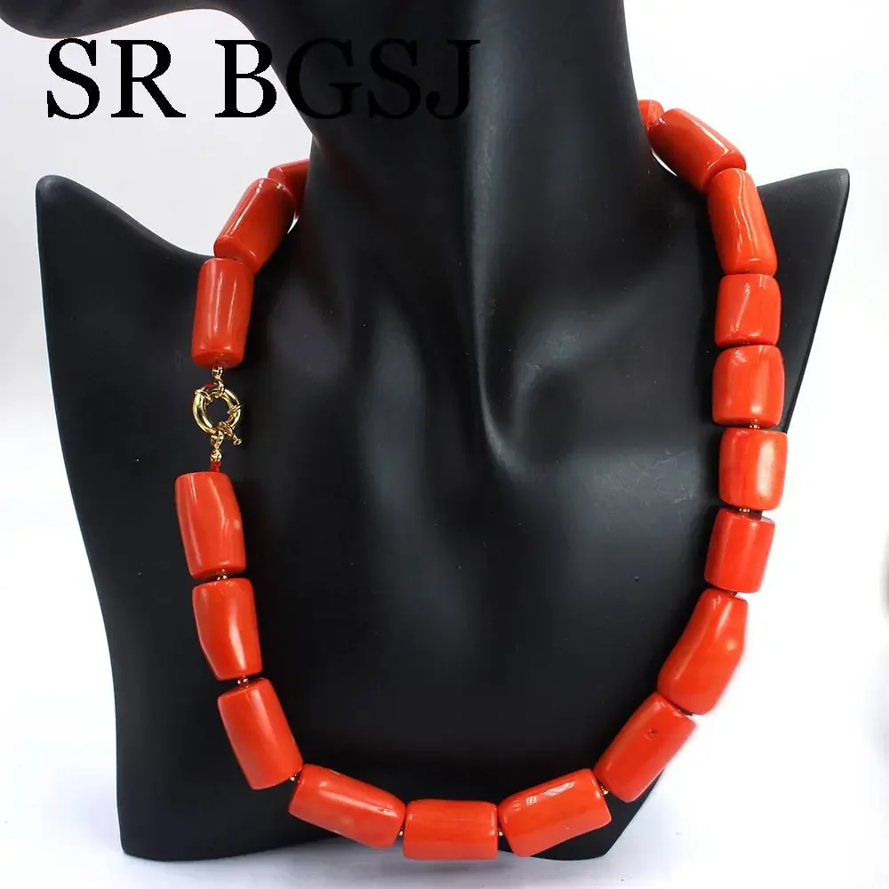 12-14mm  Copper Beads Women Jewelry Trendy Chokers Orange Coral Necklace 18inch