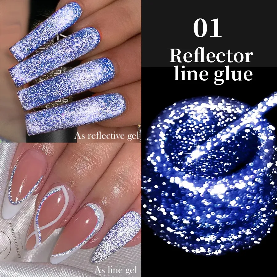 5ml Shimmering Reflective Glitter Nail Gel Polish 8 Vibrant Colors with Dazzling Diamond Effect Semi-permanent Nail Polish