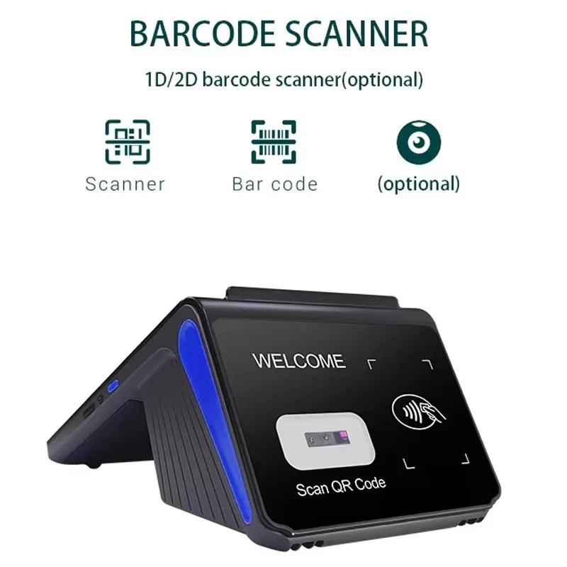 Registratore di Cassa Mobile da 8 Pollici con Scanner QR 2D, Sistema POS Touch Screen Android 13 e Stampante da 58mm