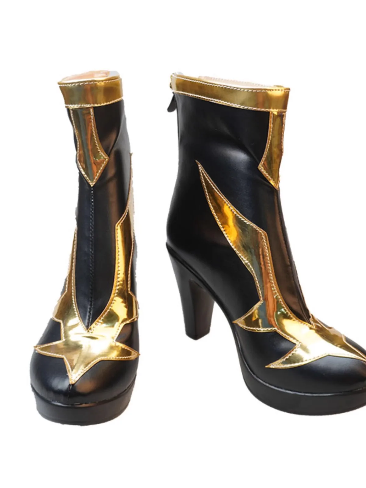 

CODE GEASS Immortal Witch CC Cosplay Costume Shoes Black Gold Handmade Faux Leather Boots