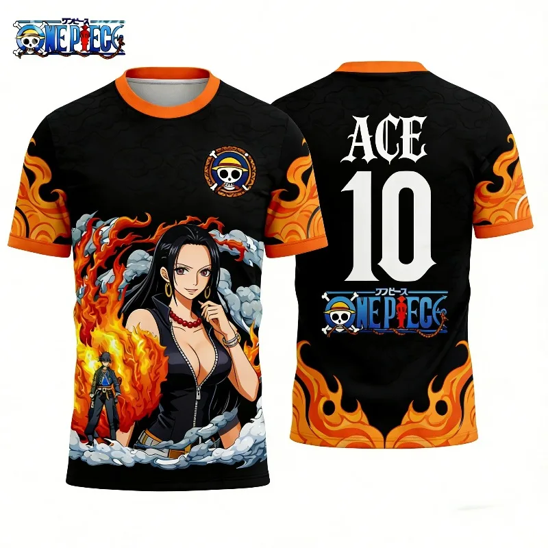 One Piece Boa Hancock Black Cloud Flame Soccer Jersey 3D All Over Print Breathable   Unisex Anime Short Sleeve Sports T Shirt