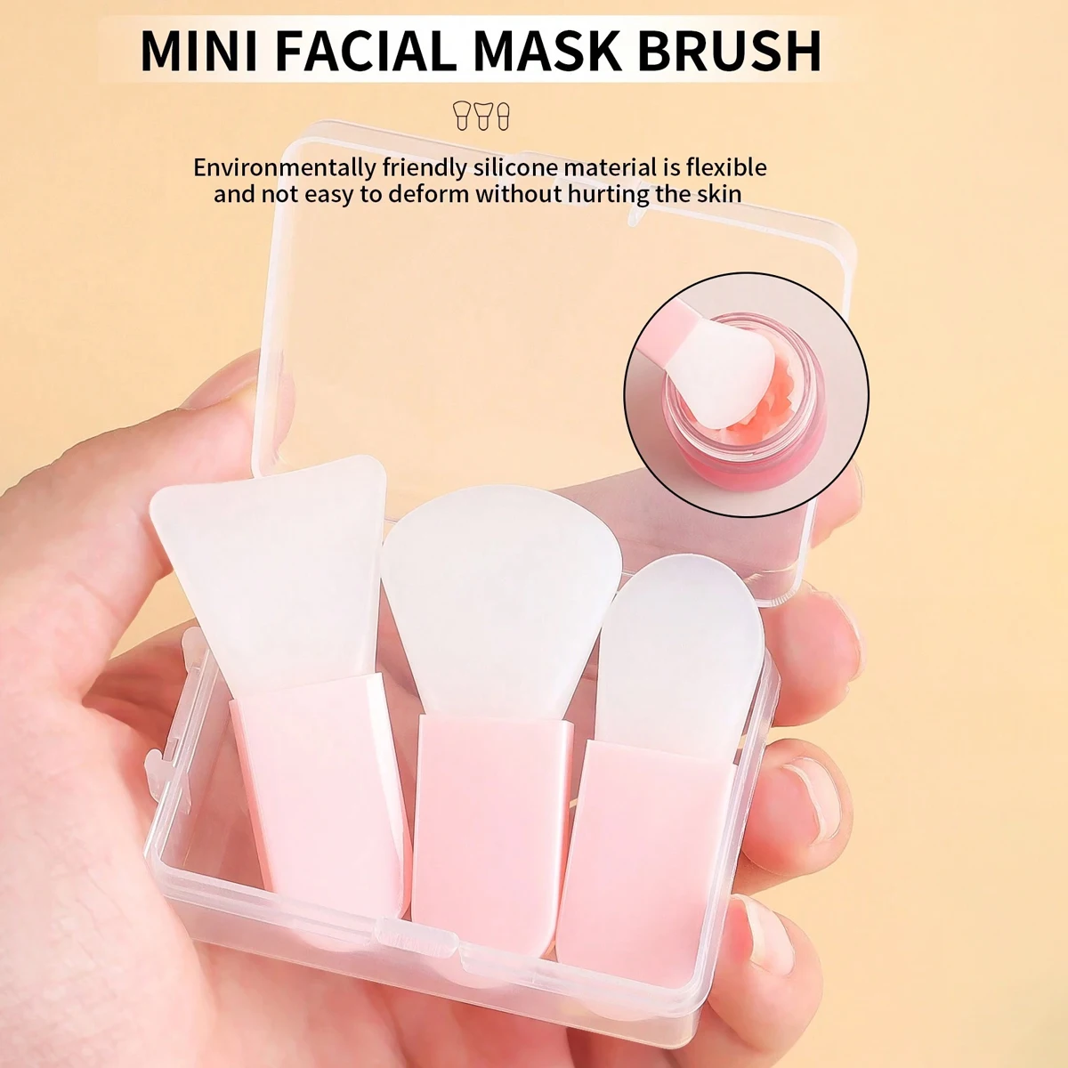 3 Pieces Mask Applicator Brush Soft Silicone Brush, Mini Makeup Spatula Facial Beauty Tool Set, Facial Mud, Makeup Mask Brush