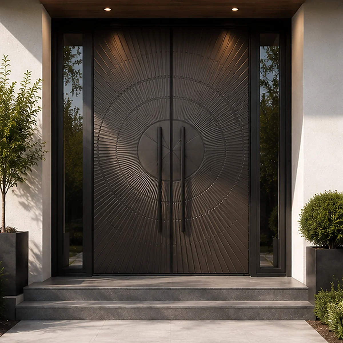 Designed 3D Wavy Carved Entrance Door Industrial Grade Villa Aluminum Alloy Hinged Doors High End Residential Doors
