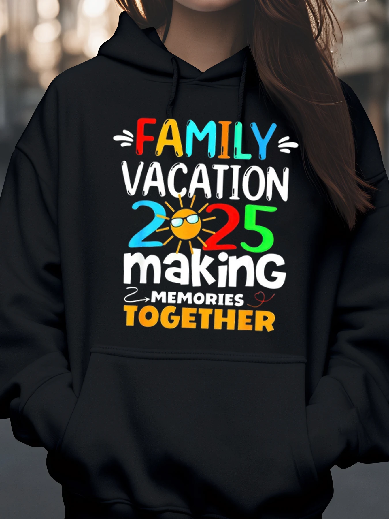 

Семейный отдых 2025: толстовка с принтом «Вспоминания вместе» для летних каникул, дорожная одежда для семейной группы