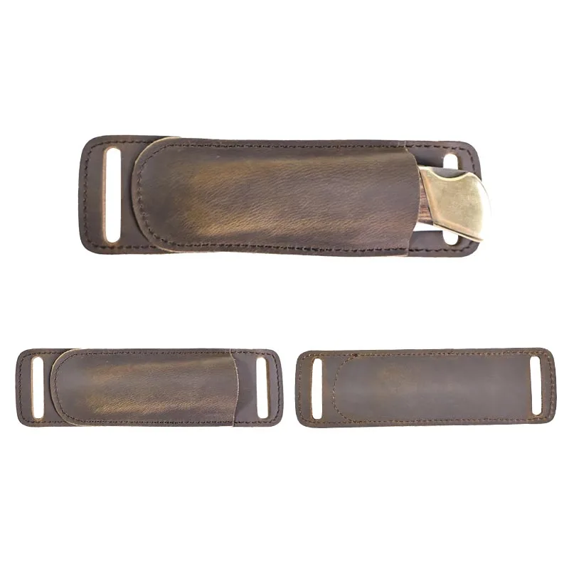 Imagem -05 - Riyao-case de Faca de Lâmina Dobrável para Militar Tático Vintage Couro Genuíno Bainha Facas de Bolso Cinto de Cintura Suporte