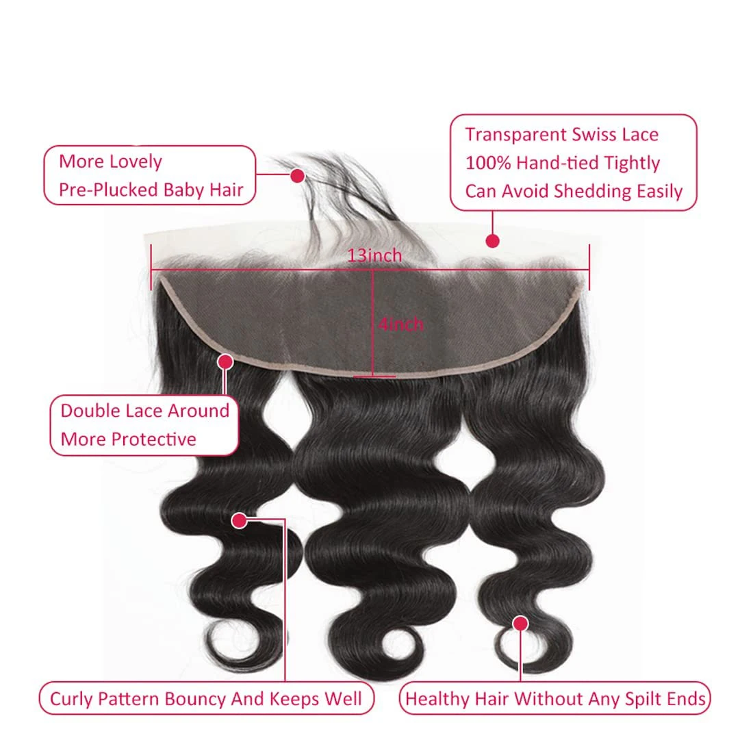 Mèches Body Wave brésiliennes Remy avec closure, cheveux humains vierges, 100% cheveux humains, 13x4, document naturel, 3 lots