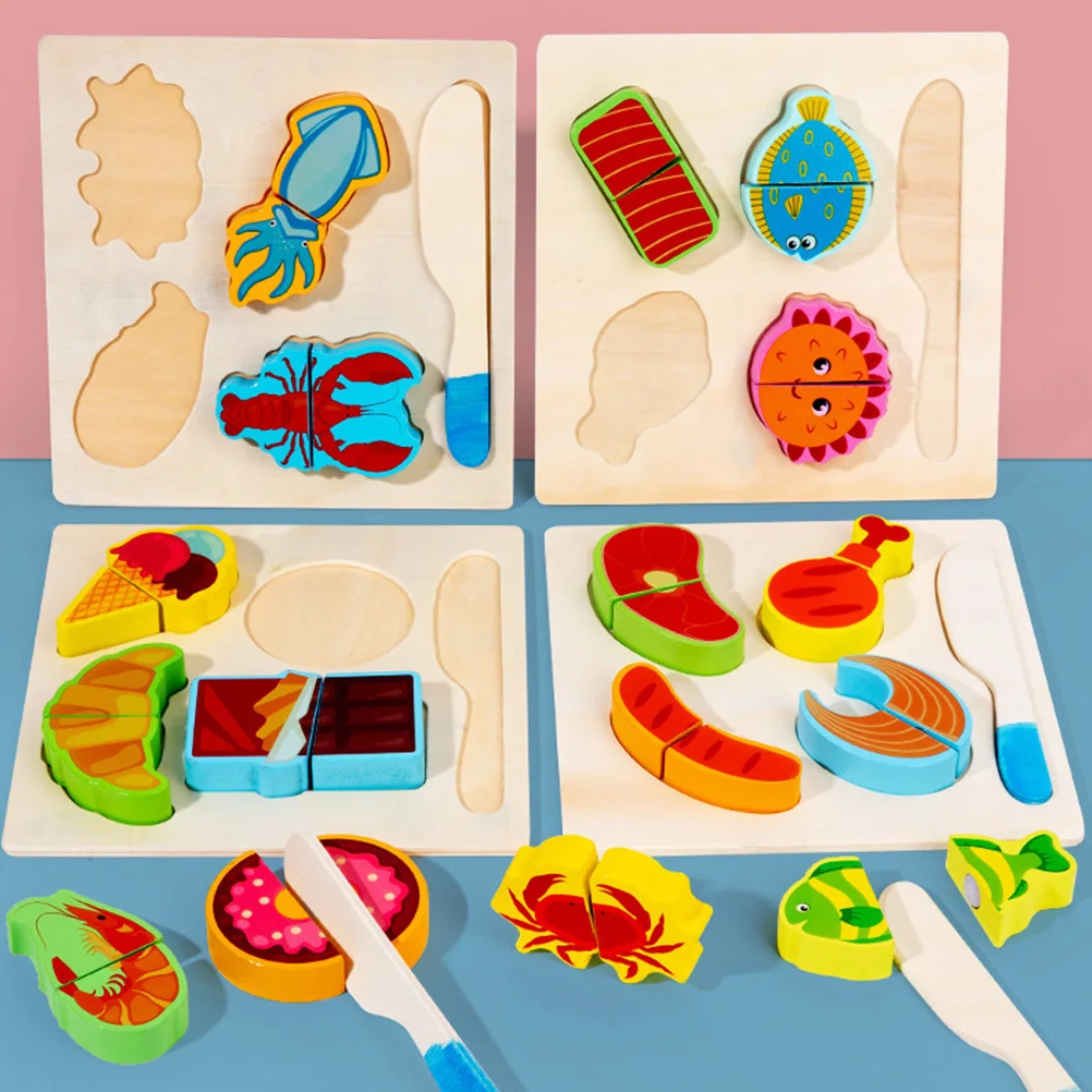 1 セットキッチンごっこシミュレーション食品プレイセット木製切断玩具子供プレイセット手と目の調整