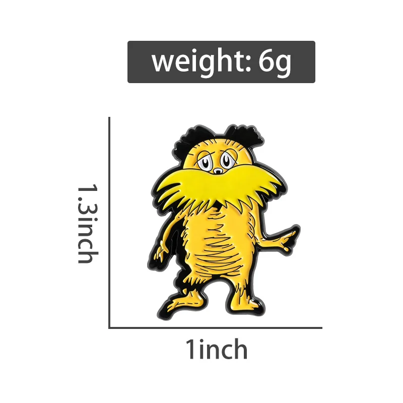 Cartoon Children's Novel Story Enamel Pin Forest Guardian The Lorax Brooches Lapel Badge Backpack Funny Jewelry Friends Gifts