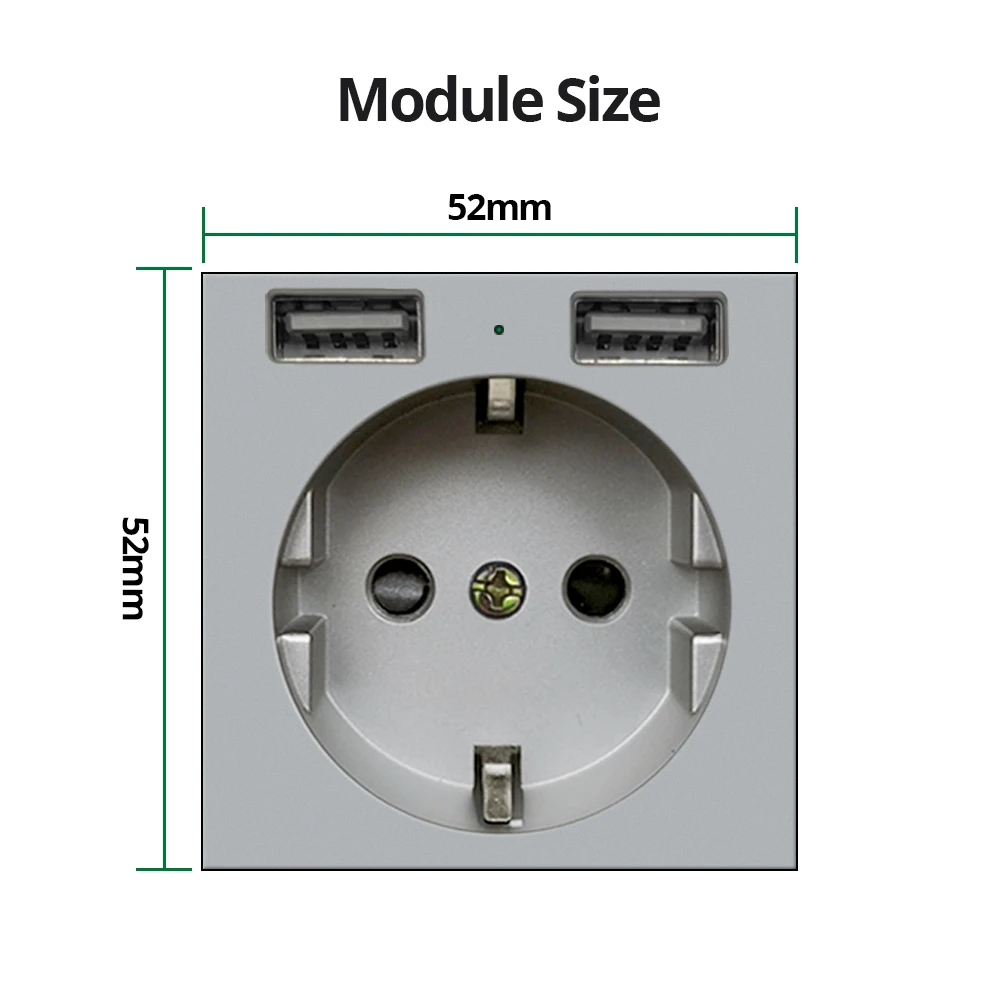 Wallpad Grey DIY Module Function Key Wall Light Reset Switch Toggle Button Electric Power Socket USB Charge Port 110 220V