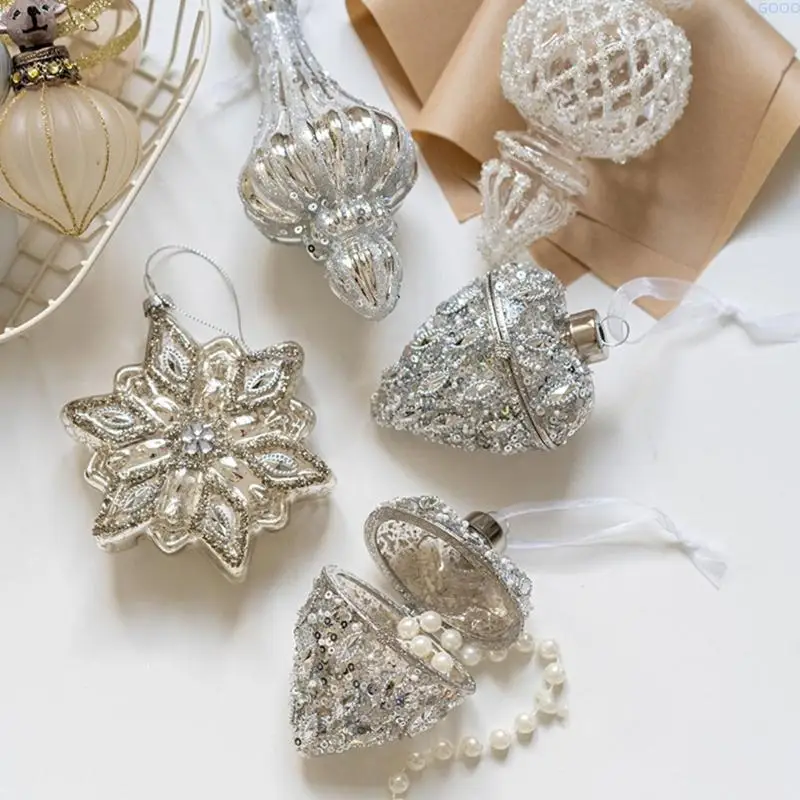 23GA Unique Glass Christmas Decorations With Retro Sparkles Design For Home Office Party Styling