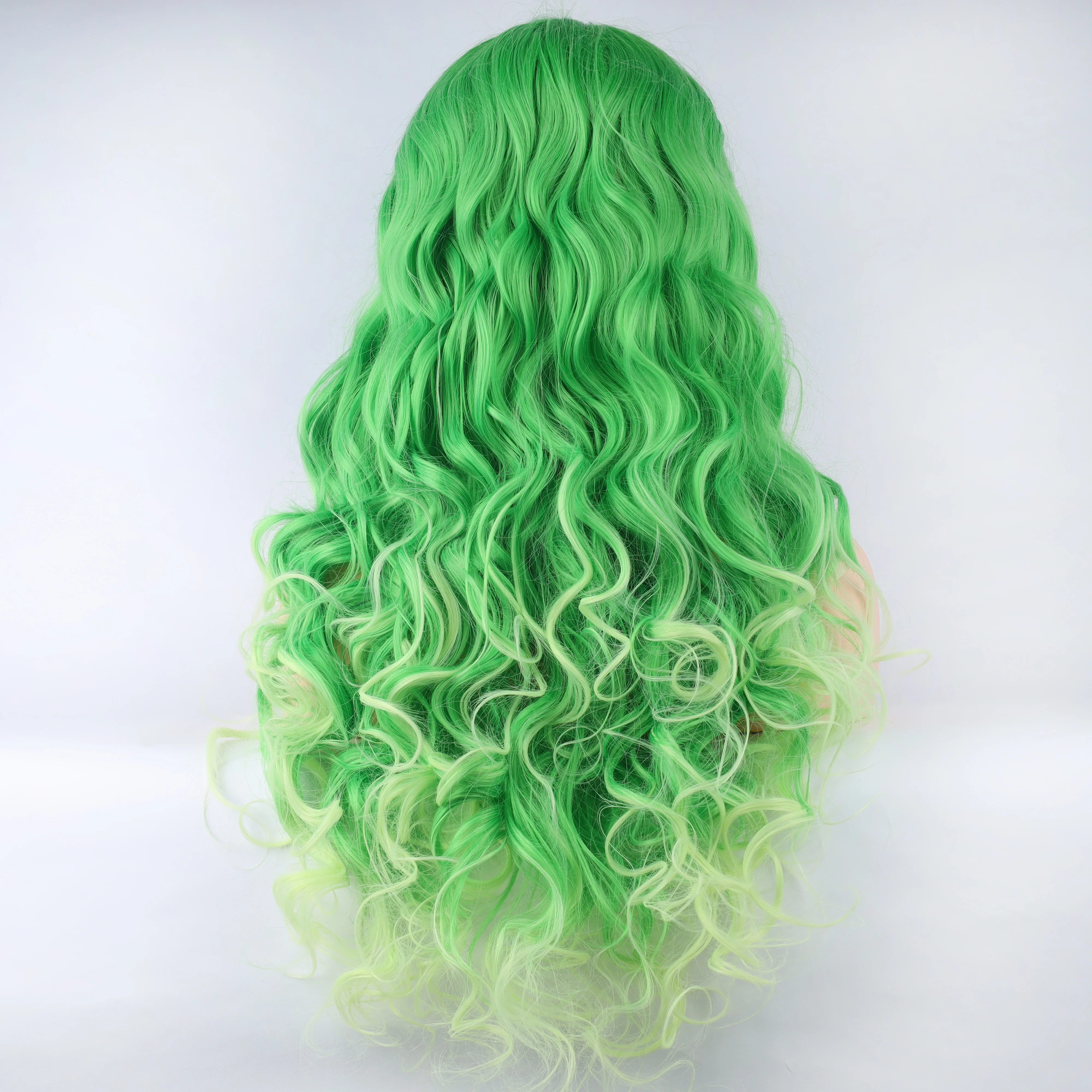 Fashion Curly Wig Synthetic Lace Front Wigs Light Green Female Lace Wig 13X3 For Women Cosplay Hair Daily Use