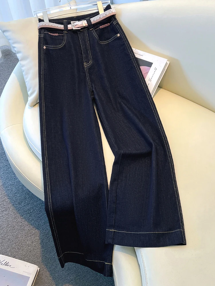 

Джинсы женские летние с высокой талией, широкими штанинами, прямого кроя, свободные, укороченные, в корейском стиле, повседневные, тонкие, с эффектом похудения