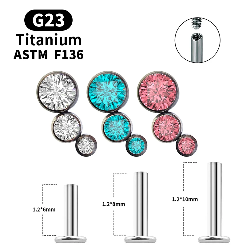 G23 Titanium Stud Earrings16G Piercing Set Ear Tragus Cartilage      Zircon Opal Body Jewelry Helix Daith Lip Lobe Pin Wholesale