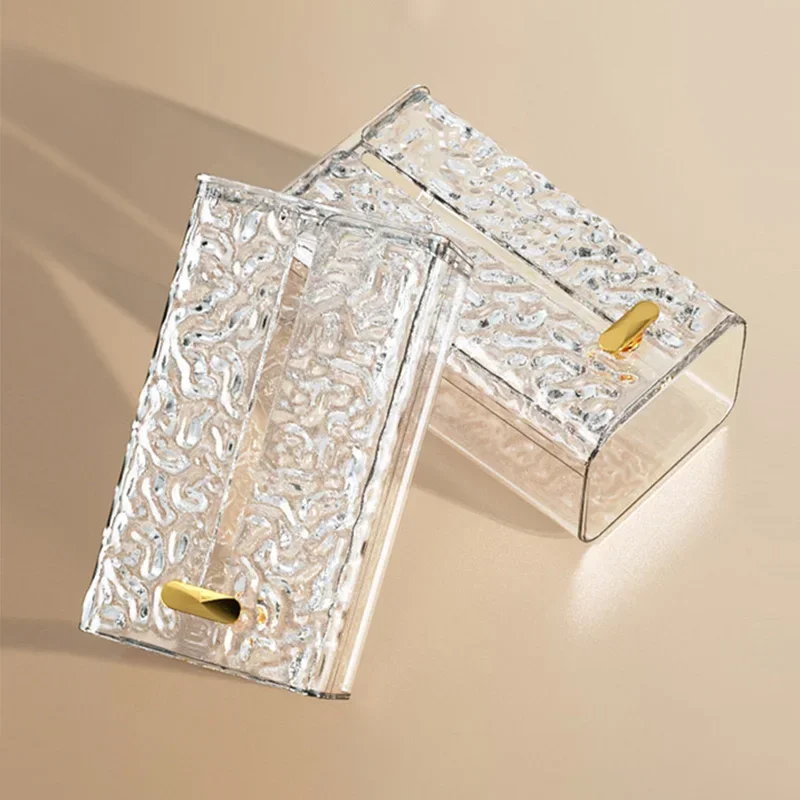 Tissue Box Transparent Rectangular Tissue Storage Box Bathroom Wall Mounted Toilet Paper Case Desktop Napkin Box