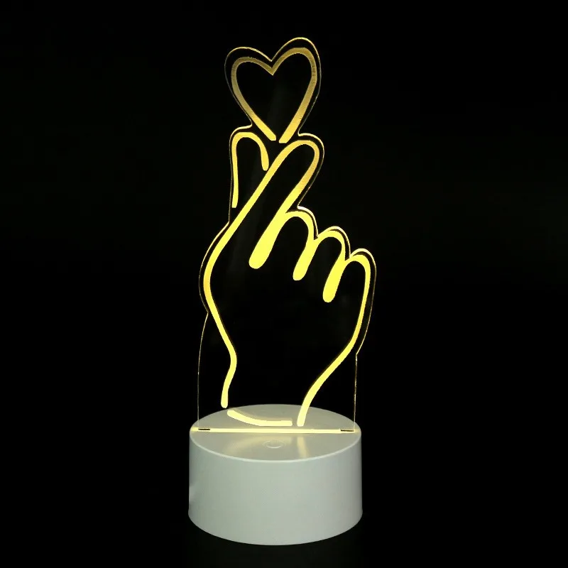 3D Acrylic Night Lamp USB Plug Powered Nightstand LED Lamp Birthday Party Wedding Ambient Lighting Decoration Maison