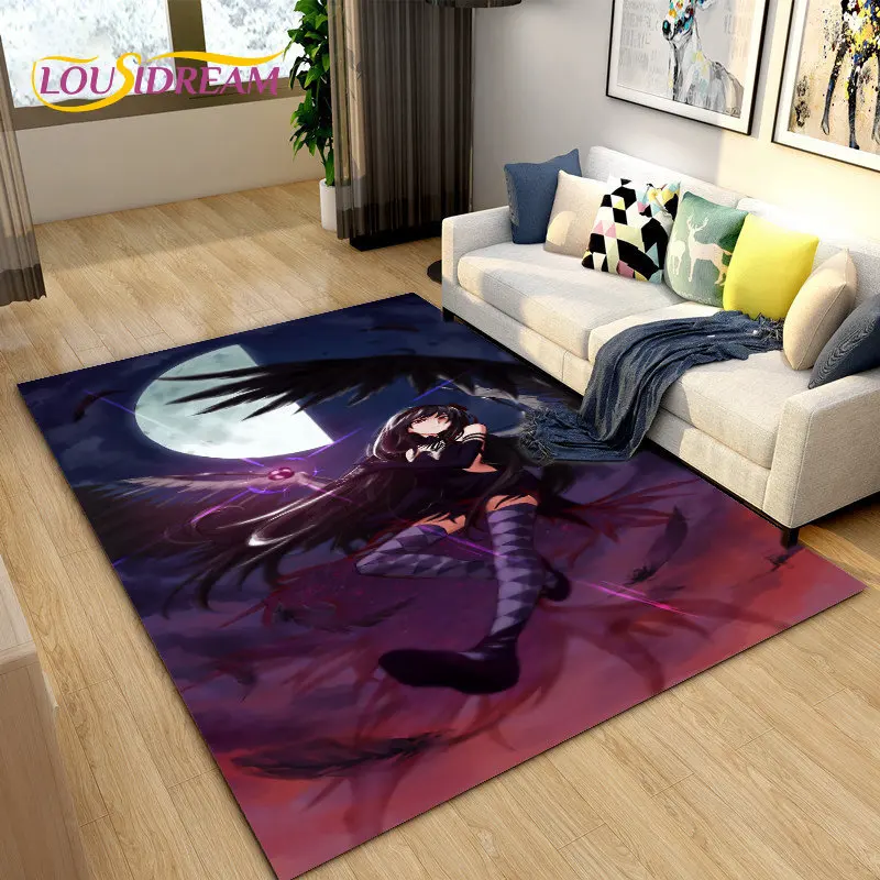 Puella magi madoka magica Cartoon Area Rug,Carpet Rug for Living Room Bedroom Sofa Doormat Decoration, Kids Non-slip Floor Mat