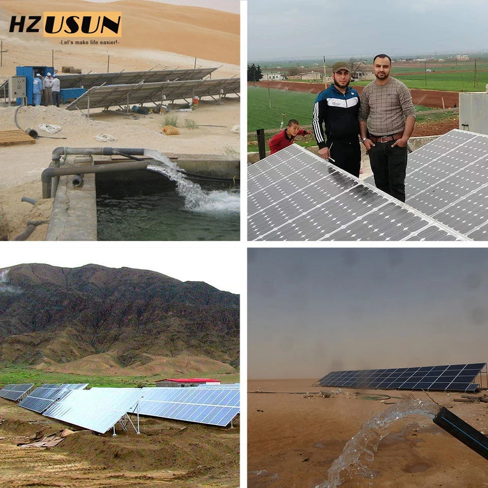 HZUSUN 5HP 180m Borewell High Pressure Solar Water Pump Price Solar Powered Submersible Drip Agricultural Irrigation Pump System