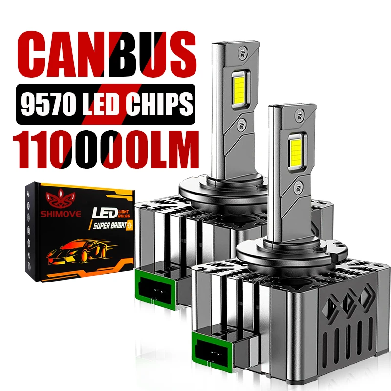 D3S LED Car Headlights 110000LM Canbus HID D1S D1R D3R D4S D4R Two-sided CSP Chip 6000K 1:1 Xenon Light Size 12V 24V 110W