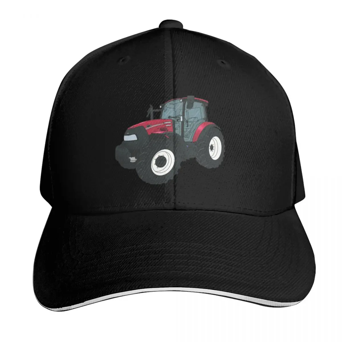 Red tractor Baseball Cap Quick Dry Performance Cotton Twill Breathable Contrast Two Tone Brim