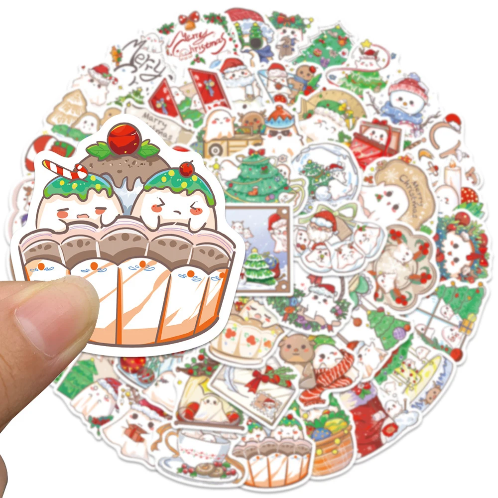 

10/30/50pcs Cute Christmas Ghost Cartoon Stickers Waterproof Graffiti DIY Phone Case Notebook Luggage Kawaii Decals for Kids Toy