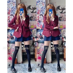 Anime Tiger×Dragon!Toradora! Aisaka Taiga Cosplay Costume Aisaka Taiga Wig Red JK Uniform Shoes Woman Girls Hallowen Party Suit