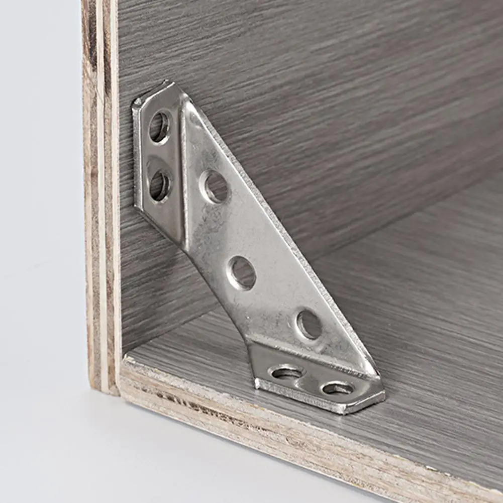 Stainless Steel Corner Brace 5.8cm 90° Right Angle, Three-Way Support, Includes 6 Screws per Piece