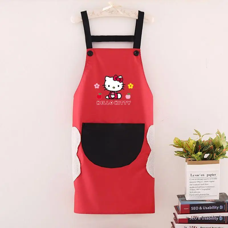 Sanrio Hello Kitty Apron Kawaii Household Cartoon Cute Waterproof Oil Proof Loose Comfortable Sleeveless Apron Kitchen Supplies