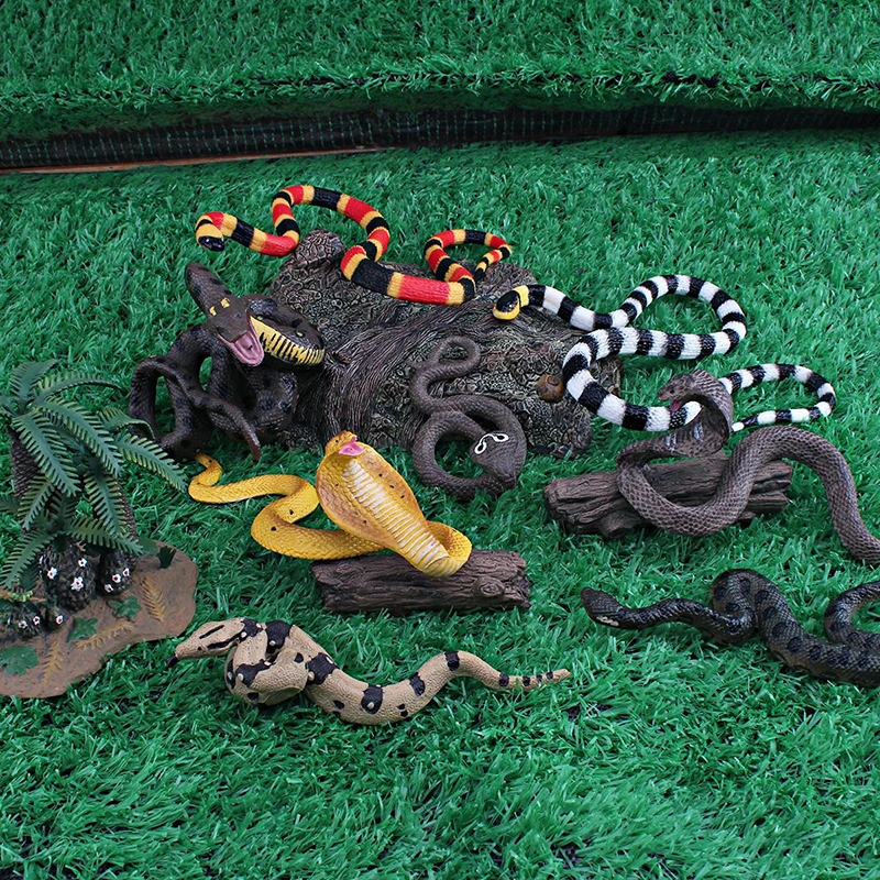 Fun Simulated Snake Wild Reptile Model Cobra Python Green Forest Python Coral Snake Children's Cognitive Decorative Ornament Toy