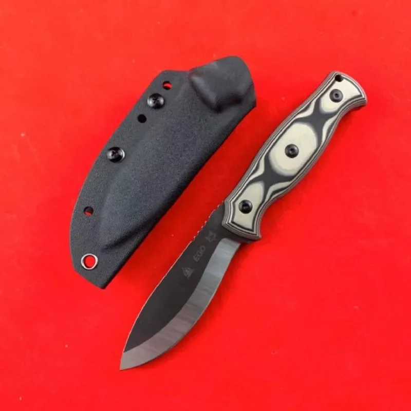 

Fixed Blade Knife with Sheath, EGO Knife, High-carbon Steel 1095 Blade, G10 Handle, Outdoor EDC Survival Knife Camping Knife