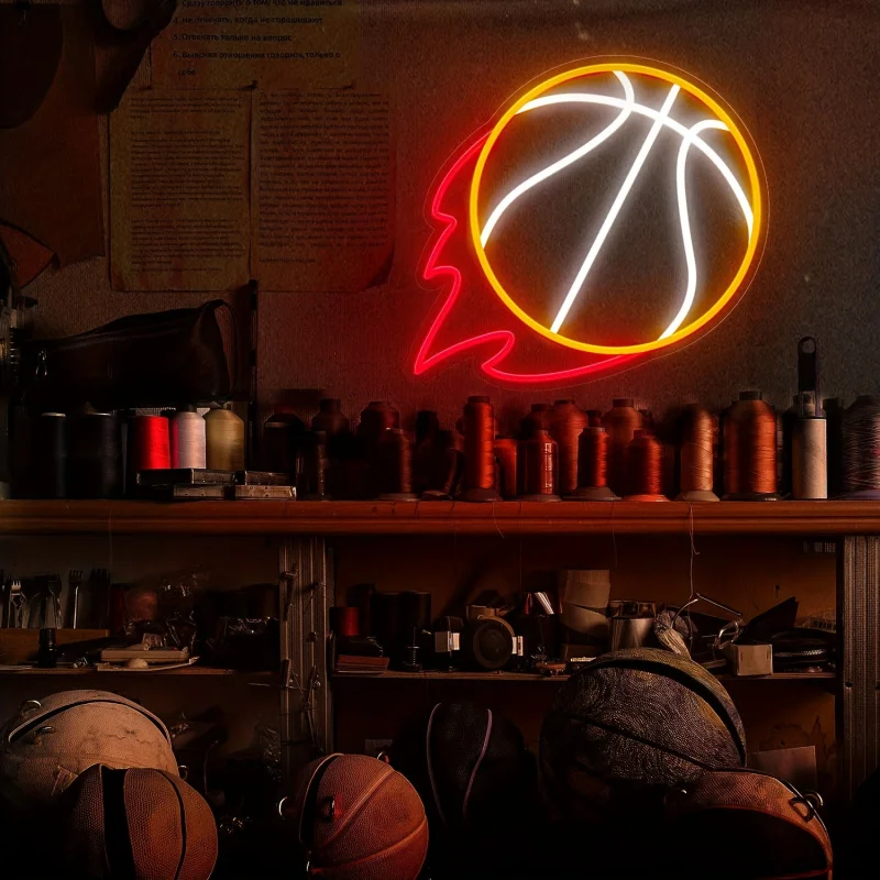 Luz de neón de baloncesto, 12,6x11,6 pulgadas, atenuable, decoración de pared, estética