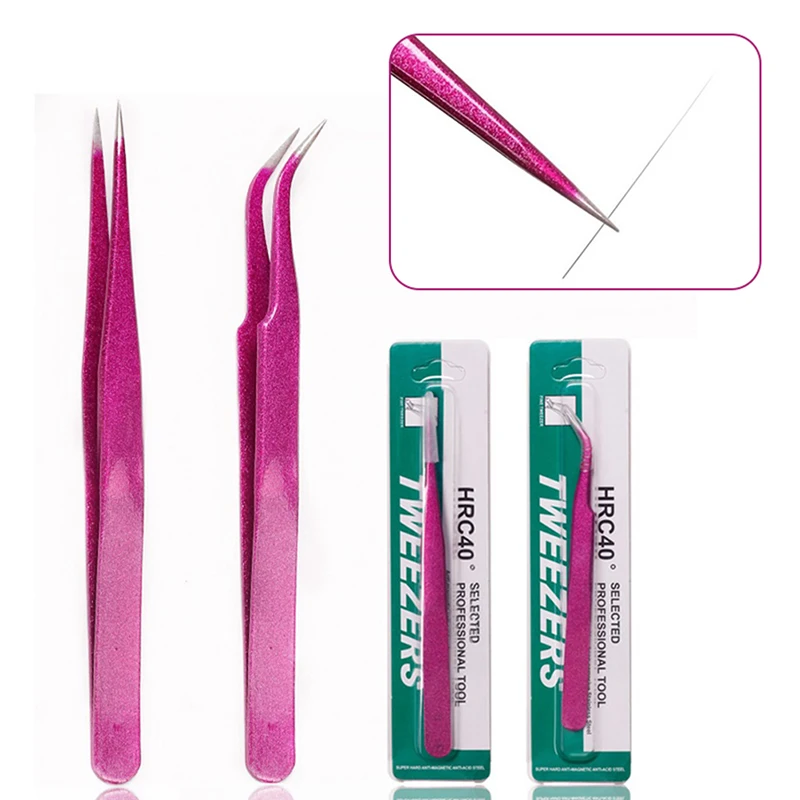 1PC Pinzette In Acciaio Inox Dritto Curvo Pick Up Strumenti Estensione Delle Ciglia A Punta Pinza Clip Manicure Unghie Artistiche Strumento