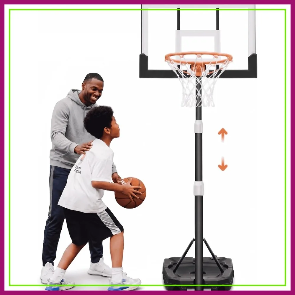 

Basketball Hoop Outdoor [Patented 6s Safe-Adjust] 3.2-7.2FT, Indoor/Poolside/Mini Hoop for Kids/Youth/Adults, Shatterproof Backboard & Enlarged Base