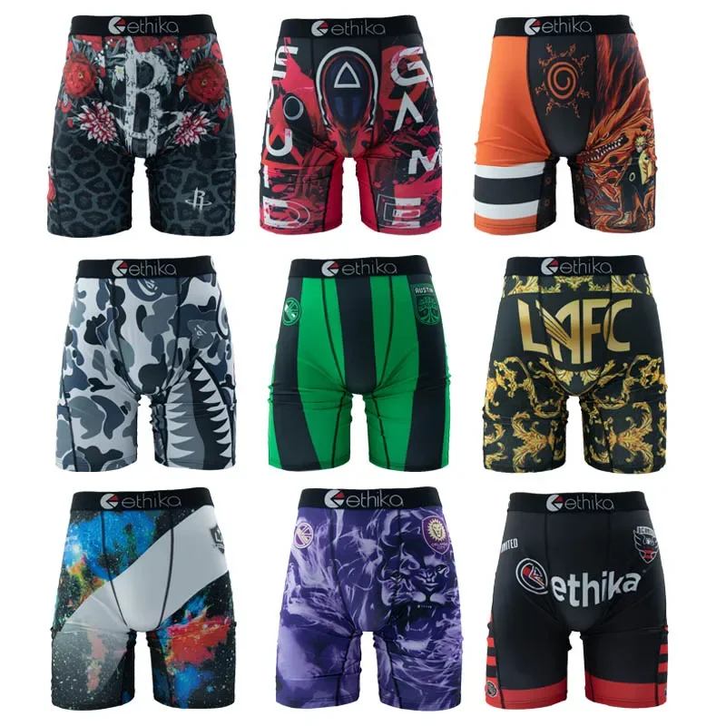 ETHIKA Fashion Sexy Print Men Underwear Boxer Cueca Panties Lingerie Underpants Boxershorts Trunks Men\'s Boxers Briefs plus size