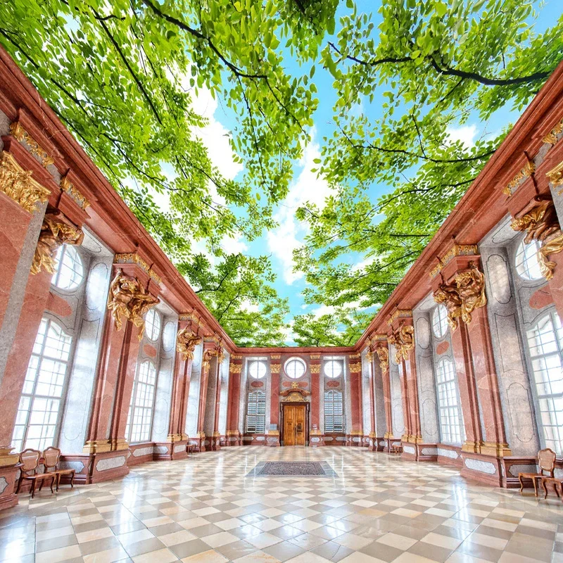 Custom Size Blue Sky White Clouds Forest Green Leaf Wall Painting 3D Modern Living Room Bedroom Ceiling Decoration Mural Paper - Image 3