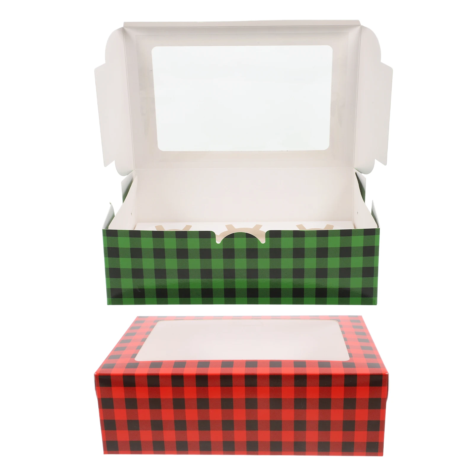 

12PCS Cake Boxes Transparent Window Christmas Baking Gift Packaging Cookie Containers Holiday Dessert Storage Muffin Carrier