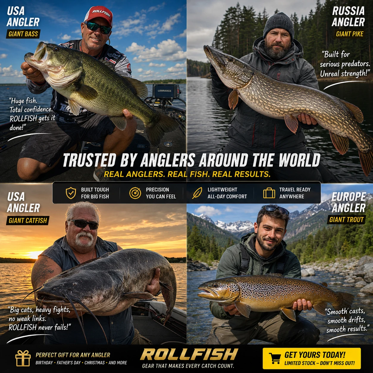 ROLLFISH Teleskop-Bass-Angelrute mit Rolle, Geschenkbox-Set, Schnur, Köder, Schere, M-Power, Reise-Angelrute, Geschenke für Männer, Väter, Ehemänner – Detail 9