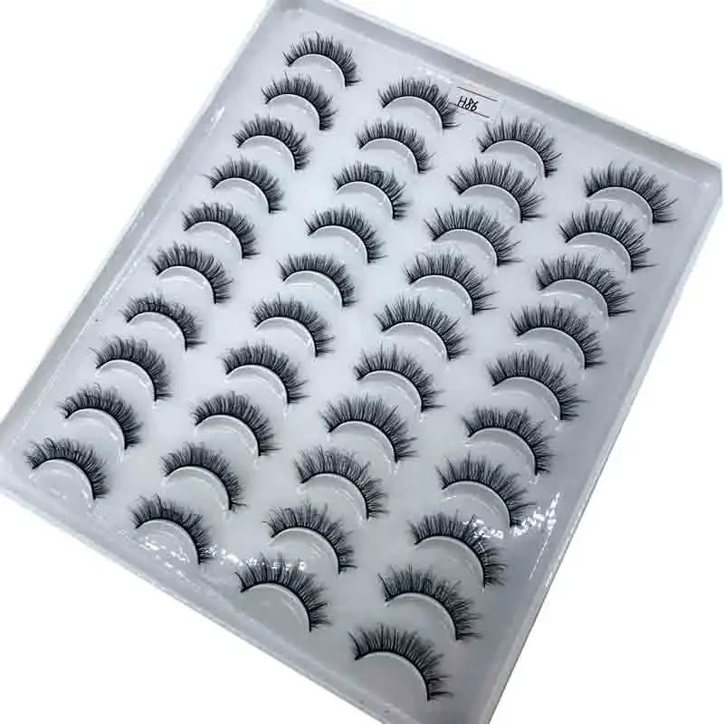 AMSDCN neue 20 Paar 3D-Nerzwimpern, natürliche/dicke lange Wimpern für Make-up und Schönheitssimulation, überkreuzte, unordentliche Wimpern