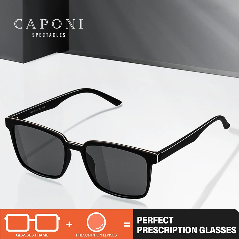 

CAPONI мужские солнцезащитные очки по рецепту, поляризационные высококачественные ацетатные очки для близорукости, прогрессивные фотохромные очки для чтения PJ6199