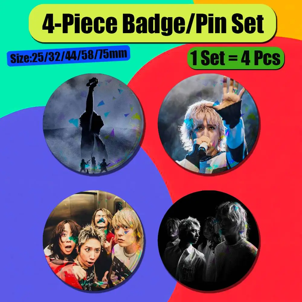 For ONE OK ROCK Detox Ambitions Enamel Pin Badge Set 4PCS Round Metal Button Brooch Gift Custom Hat Ita Bag Pins
