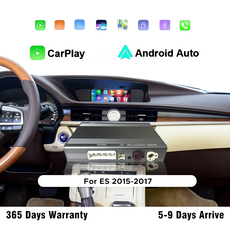 

New Wireless CarPlay Android Auto Adapter for Lexus ES 2013-2022 Plug & Play Mirror Link Navigation OEM Controls Fast Connection