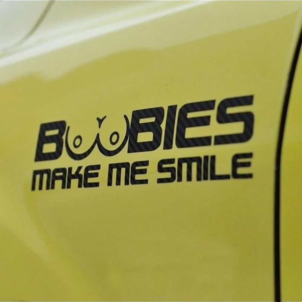 Car stickers funny BOOBIES MAKE ME SMILE window stickers reflective stickers waterproof sunscreen PVC15CM