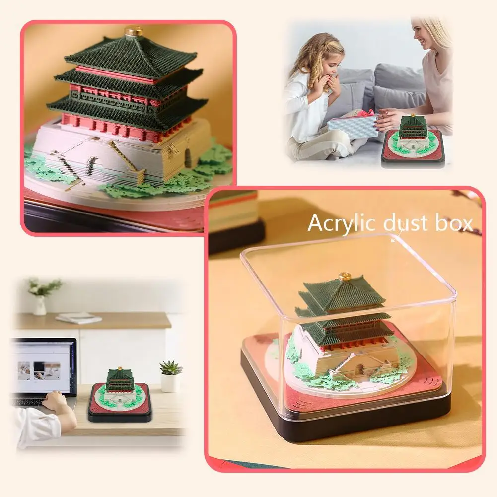 2025 Creative 3D Stereo Note Paper Carved Calendar Gift Desktop Ornaments Xi\'an Bell Tower Panoramic Calendar