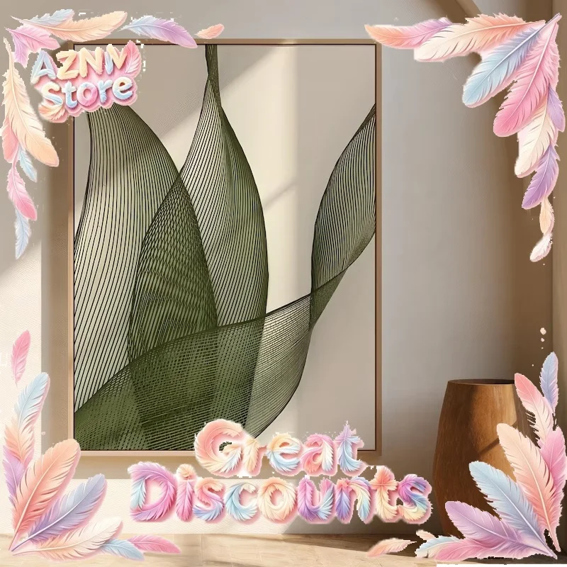 2026 Minimalist Botanical Line Wall Art Prints And Posters Green Leaf Abstract Wall Pictures for Living Room Home Dec Artwork Gi