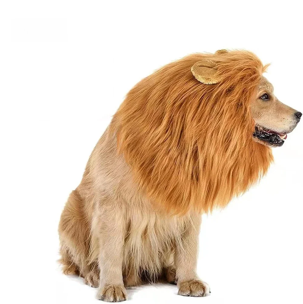 Funny Pet Lion Headgear With Ear Design Dog Cat Cosplay Wig Hat For Party Role Play Costume Dress Up