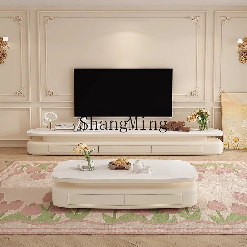 

FG living room home small apartment slate coffee table cream wind combination coffee table TV cabinet