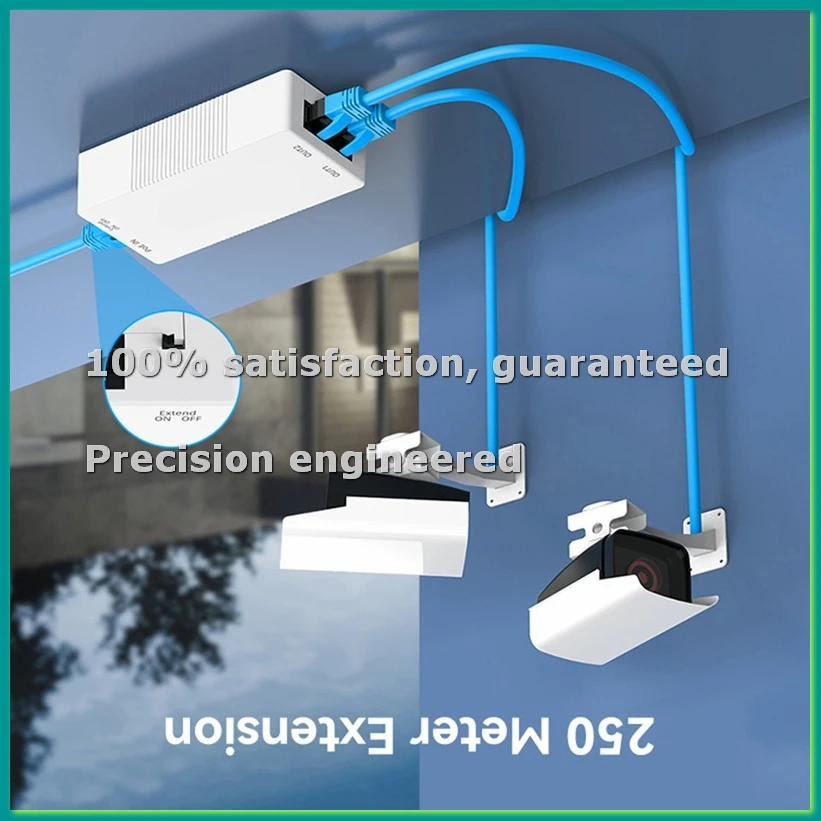 2 Port Gigabit POE Repeater 100/1000M 1 to 2 PoE Extender with IEEE802.3af/at PlugandPlay 48V for Surveillance Camera AP-TCES