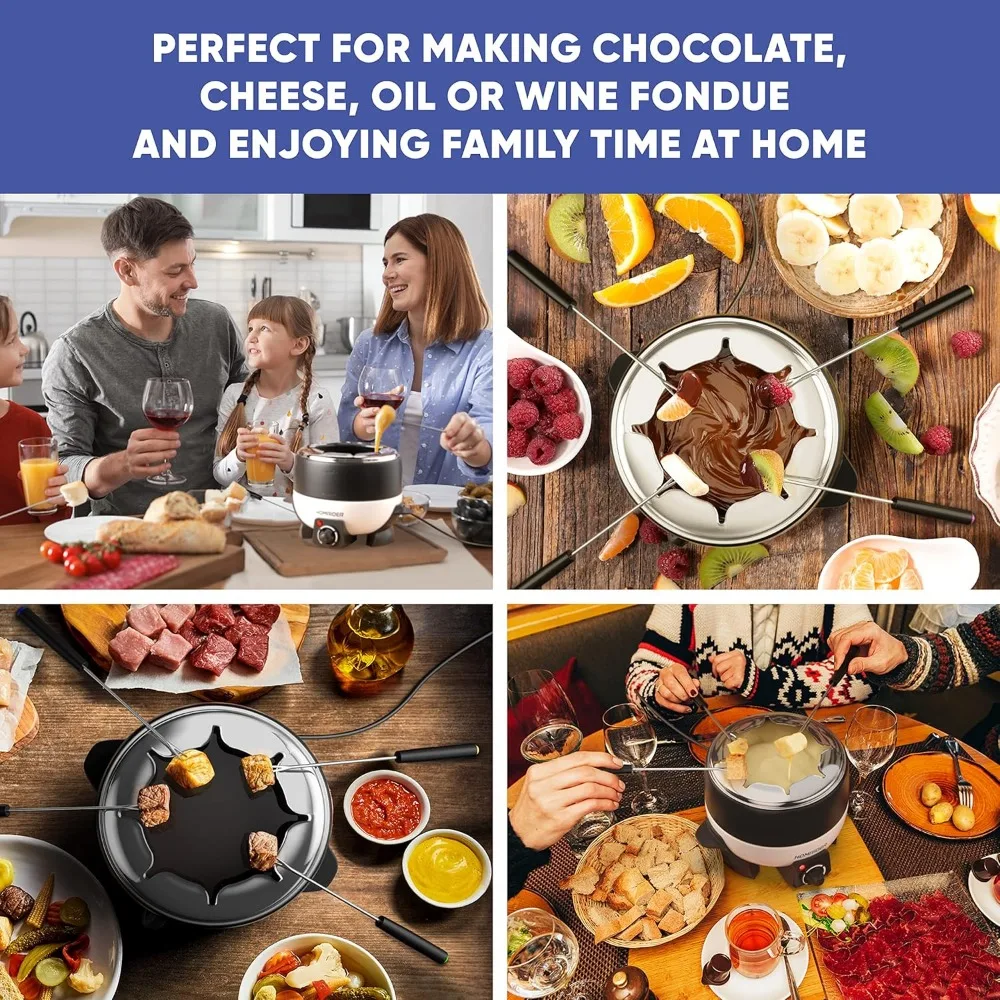 Chocolate Fountain For Chocolate And Cheese - A High Power 800 Watt Fondue Melting Pot And Automatic Thermostat