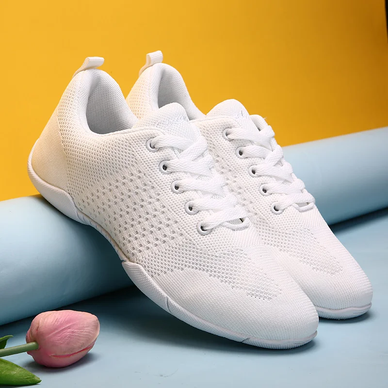 Flying Weave Breathable White Women Cheerleading Dance Shoes Children Gymnastics Sneakers Girls Boys Training sports shoes