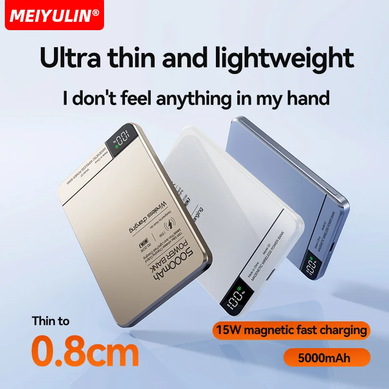 Ultra-thin Metal Power Bank Magnetic Wireless Fast Charger 10000mAh External Spare Battery For Macsafe iPhone Samsung Xiaomi