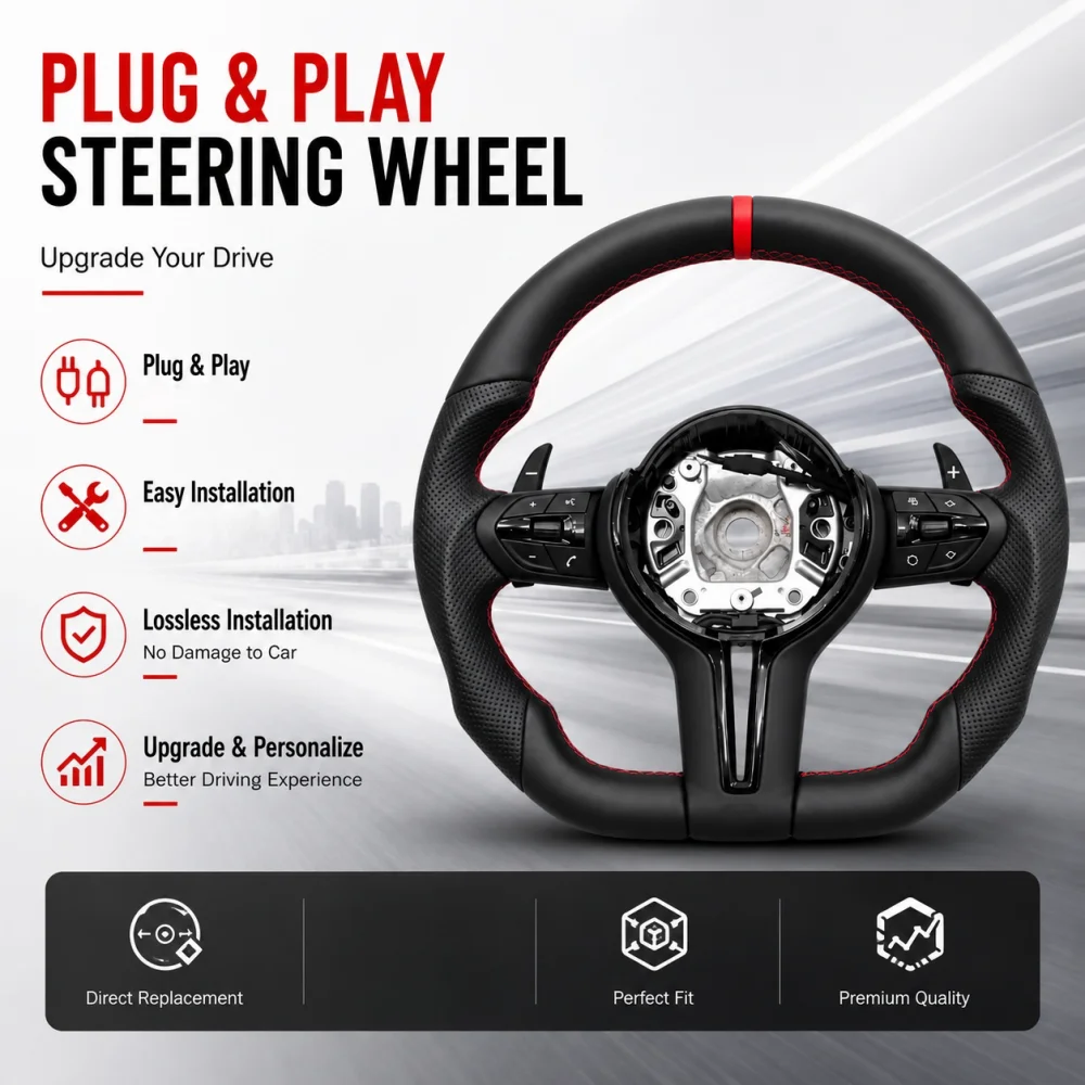 Red Center Mark Steering Wheel Upgrade For BMW M Sport E90 F20 F22 F25 F30 F34 F10 F01 F06 F80 M3 F82 F90 M5